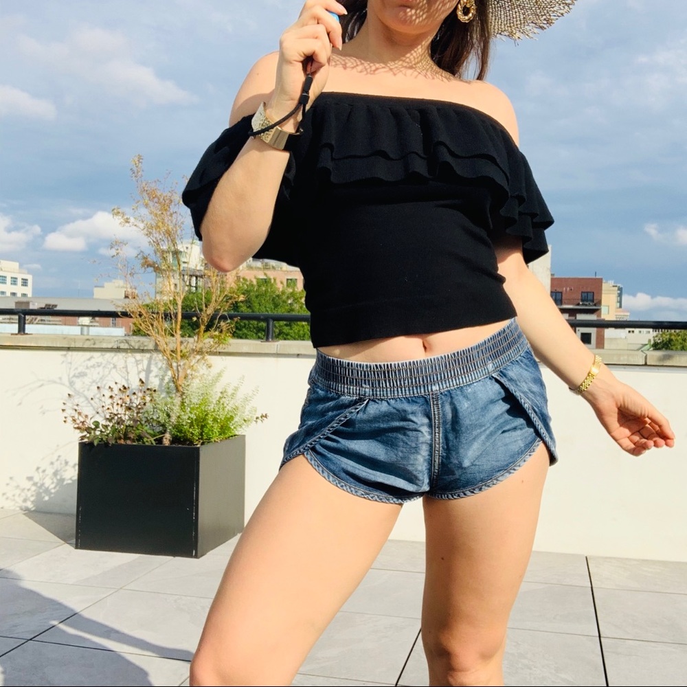 J.Crew Off Shoulders Crop Top Black